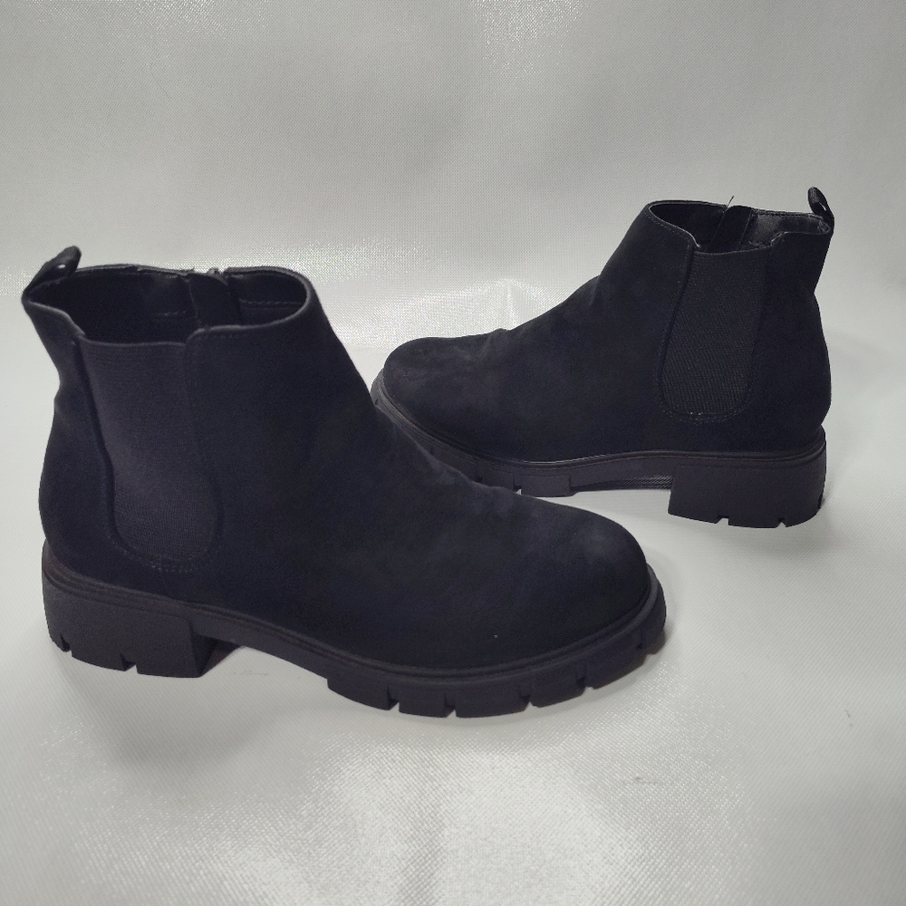 Wonder Nation Girls Black Suede Chelsea Boots Sz 6